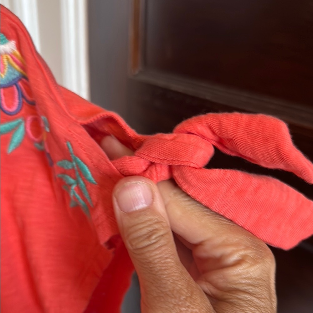Talbots Orange‎ Red Embellished tie sleeve Shift- worn a few times. Great shape - Picture 4 of 7